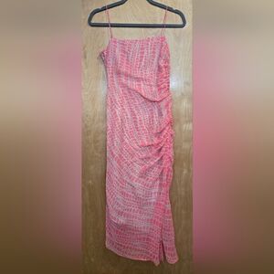 90s Vintage Laundry By Shelli Segal Vibrant Pink Reptile Print Dress